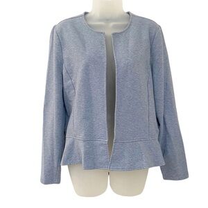 LOFT Outlet Peplum Open Front Jacket in Heather Blue